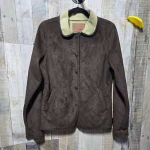 Outback Trading Co Women's Brown Faux Suede Sherpa Kimberly Jacket Small Western